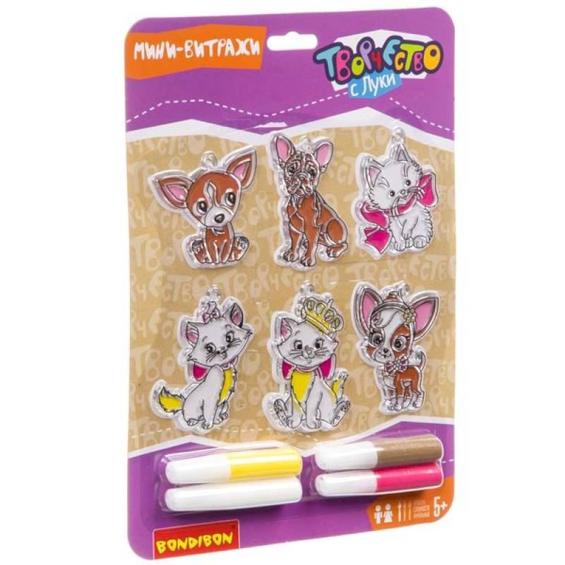 Украшения. Домашние питомцы. Витраж. 6шт. ВВ3432