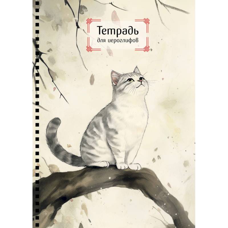Тетрадь для иероглифов на пружине (Игривый котик)