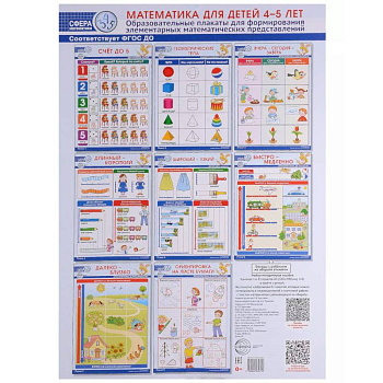 Математика для детей 3-4 лет. Образовательные плакаты для формирования элементарных математических представлений. (комплект из 8 плакатов А3). Математика для детей 3-4 лет. Образовательные плакаты для формирования элементарных математических представлений. (комплект из 8 плакатов А3).