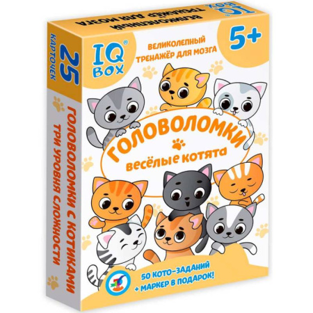 Кроссворды, головоломки, комиксы, книга 4518. IQ Box. Головоломки. Весёлые котята купить по скидке